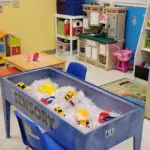 Early childhood classroom with sensory bin